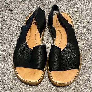 Women's Black Leather Sandals